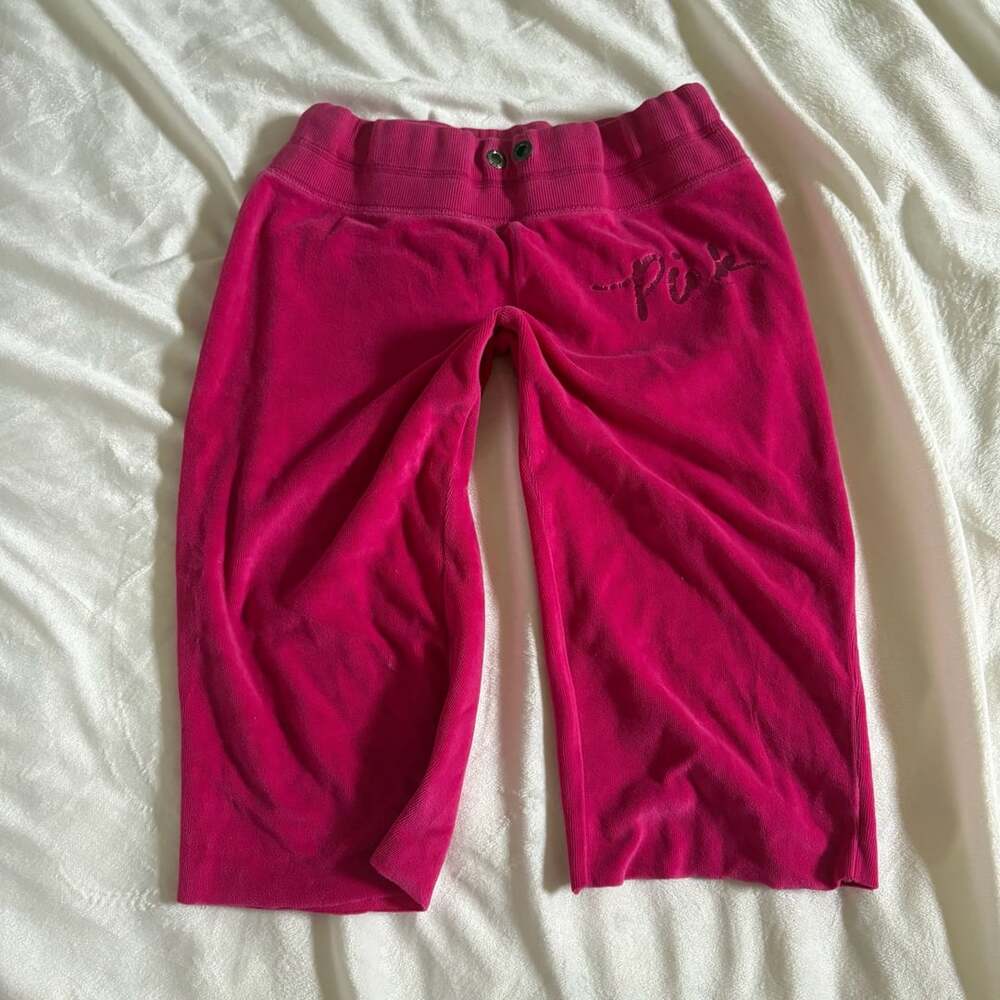 Victoria secret pink pants velour velvet pockets on...